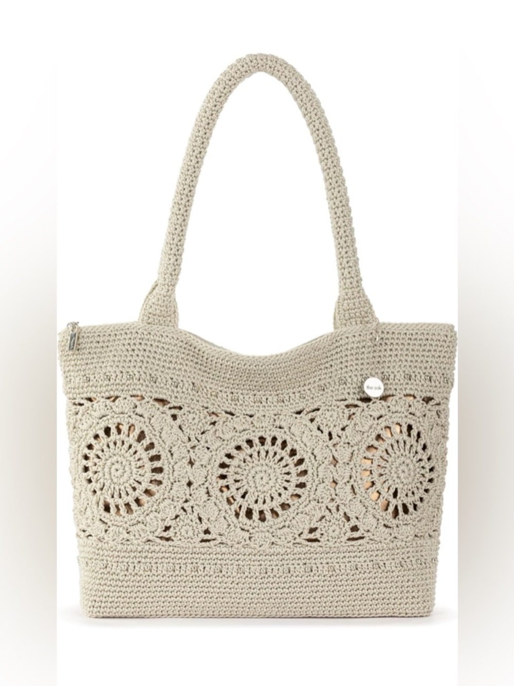 The Sak Crafted Classics Tote Crochet Natural Medallion Everyday Shoulder Bag - Picture 2 of 16